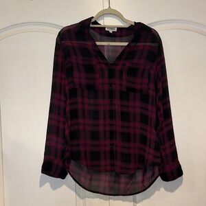 Express Sheer Plaid Blouse